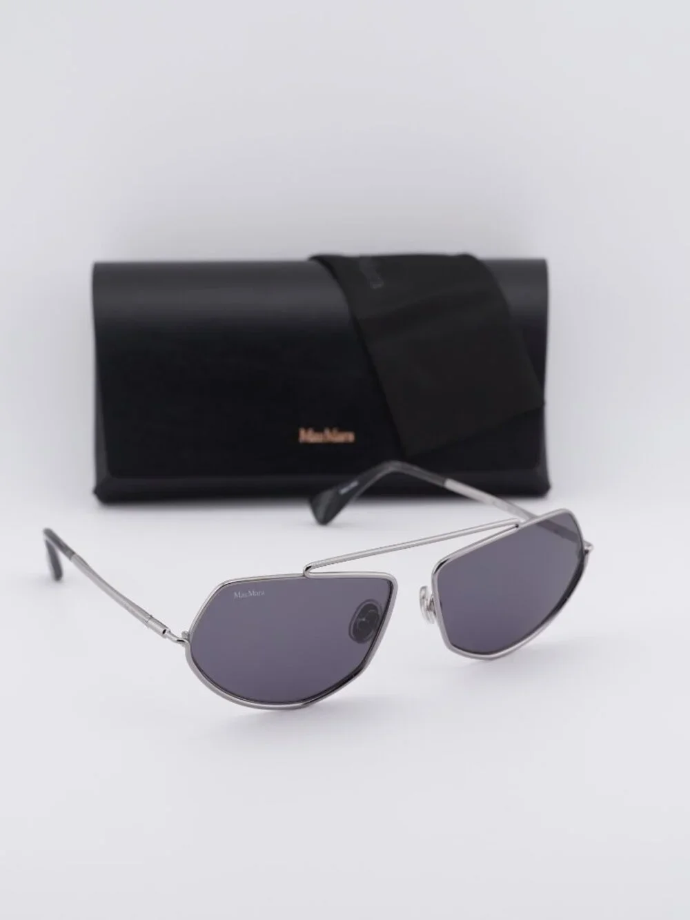 Max Mara MM0165 14A Joey Geometric Sunglasses - Shiny Light Ruthenium/Smoke
